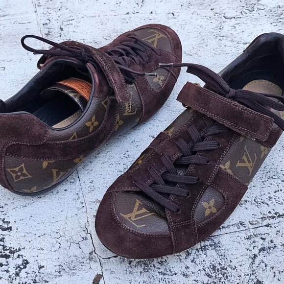Louis Vuitton Men Shoes Brown LV Logo Lace Up Sneaker Made Italy Size 9UK 10US - Picture 2 of 13